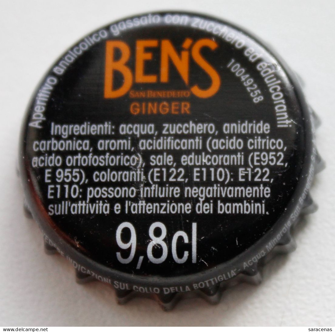 Italy Bens Ginger Beer Bottle Cap - Soda