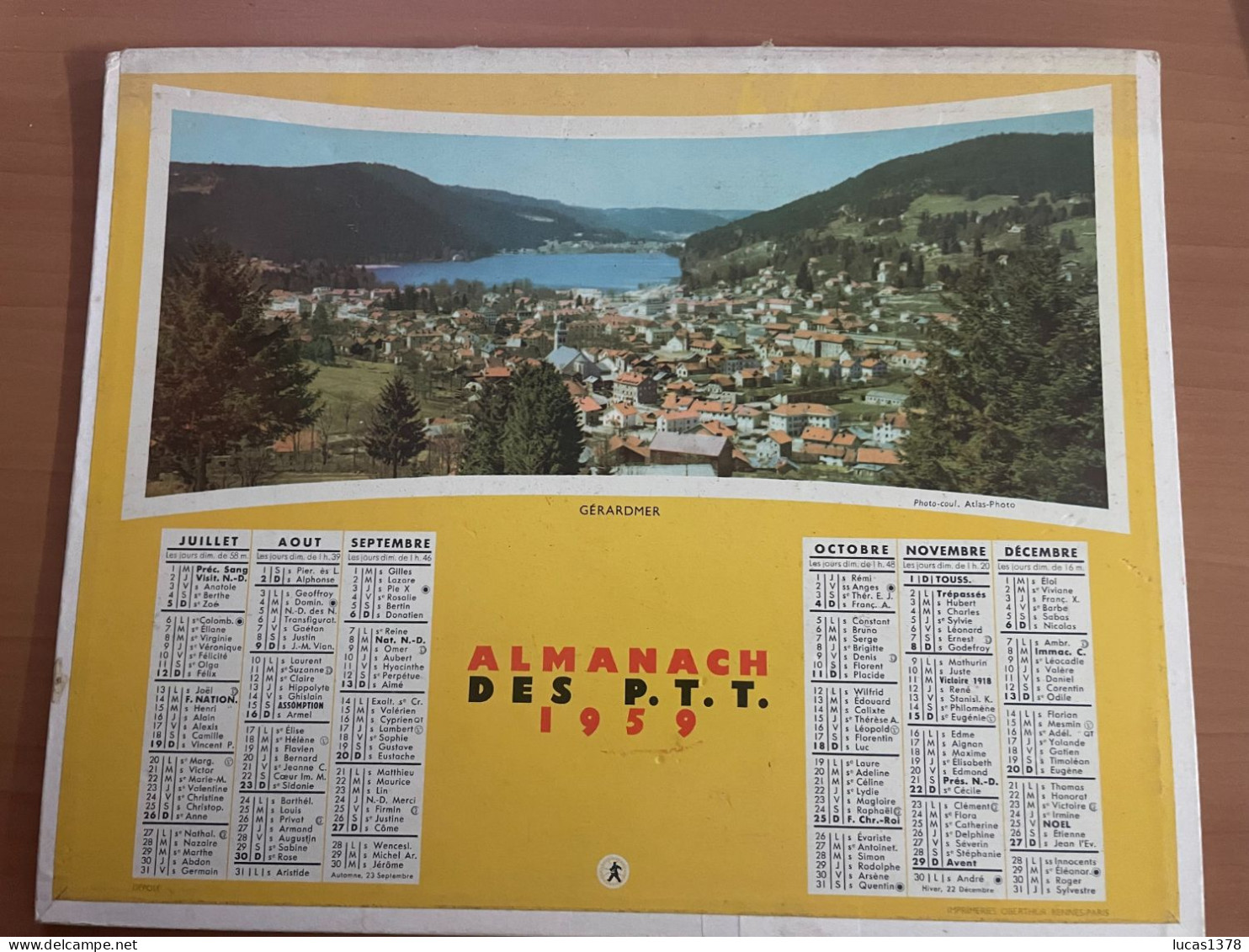 CALENDRIER ALMANACH DES POSTES  1959 / ROCAMADOUR / GERARDMER - Formato Grande : 1941-60