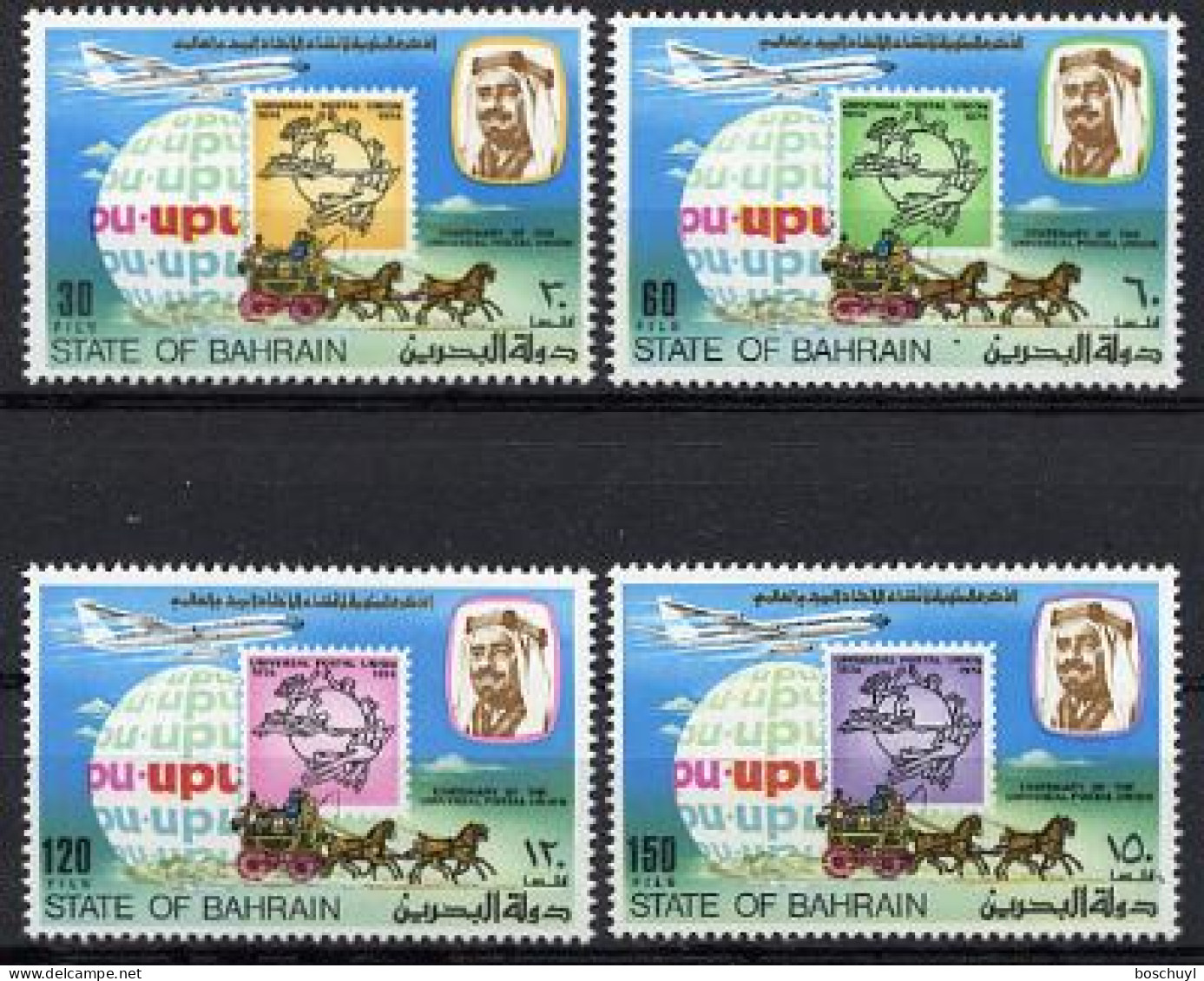 Bahrain, 1974, UPU Centenary, Universal Postal Union, United Nations, MNH, Michel 214-217 - Bahreïn (1965-...)