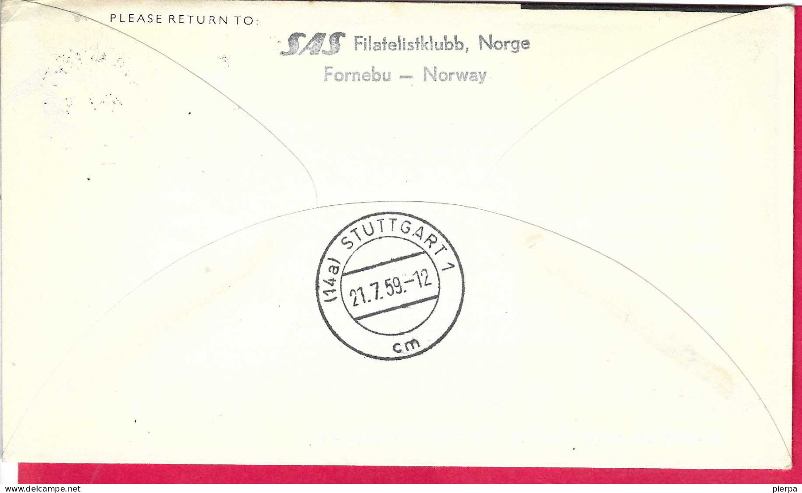 NORGE - FIRST SAS CARAVELLE FLIGHT - FROM OSLO TO STUTTGART *20.7.59* ON OFFICIAL COVER - Briefe U. Dokumente