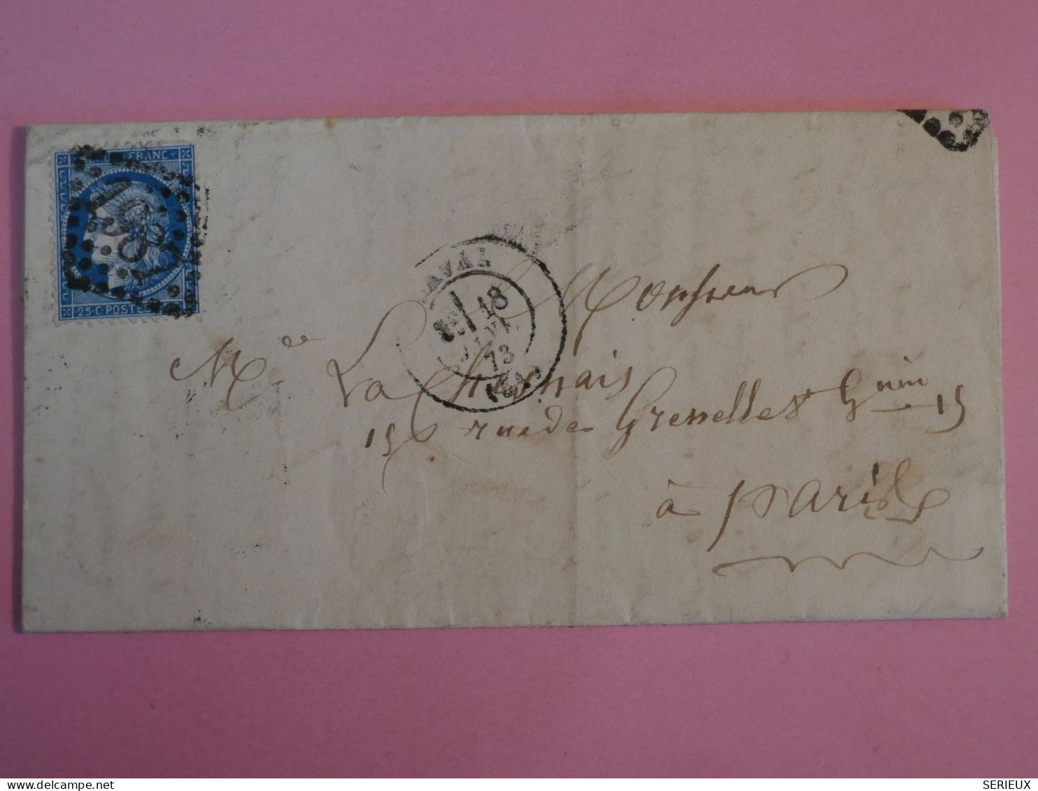 BQ 5 FRANCE  BELLE LETTRE  1873 LAVAL A  PARIS +N°60+   +AFF. INTERESSANT+ - 1871-1875 Ceres