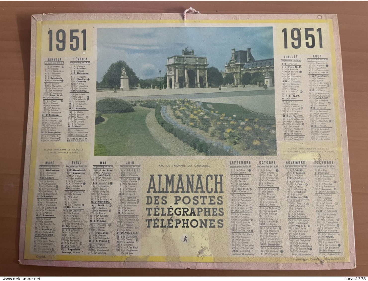 CALENDRIER ALMANACH DES POSTES  1951 / LE CARROUSEL - Grand Format : 1941-60
