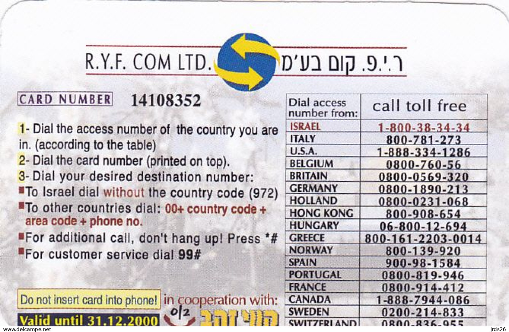 Israel Phonecard Remote - - The Holy Land - Libië