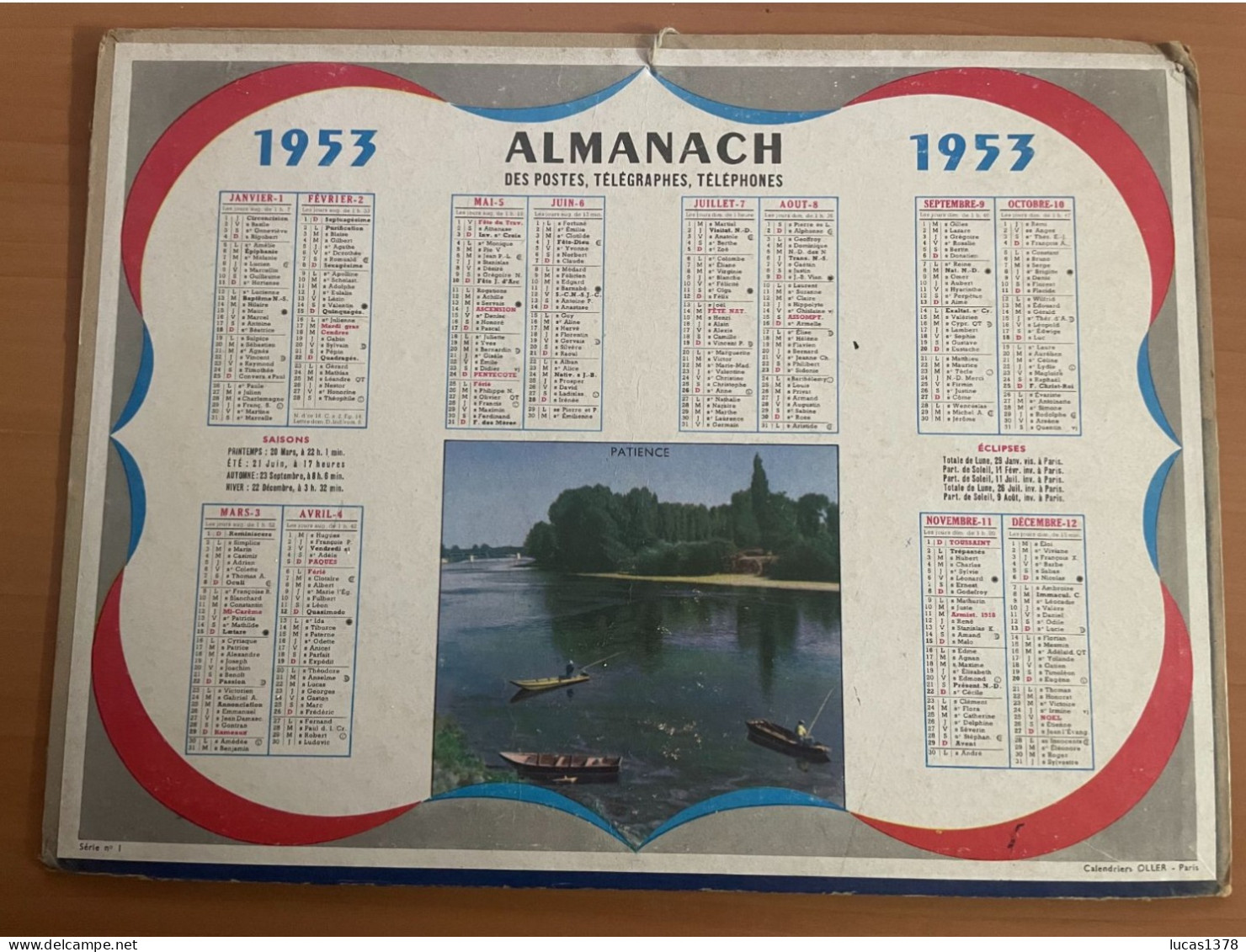 CALENDRIER ALMANACH DES POSTES  1953 / PECHEURS - Formato Grande : 1941-60