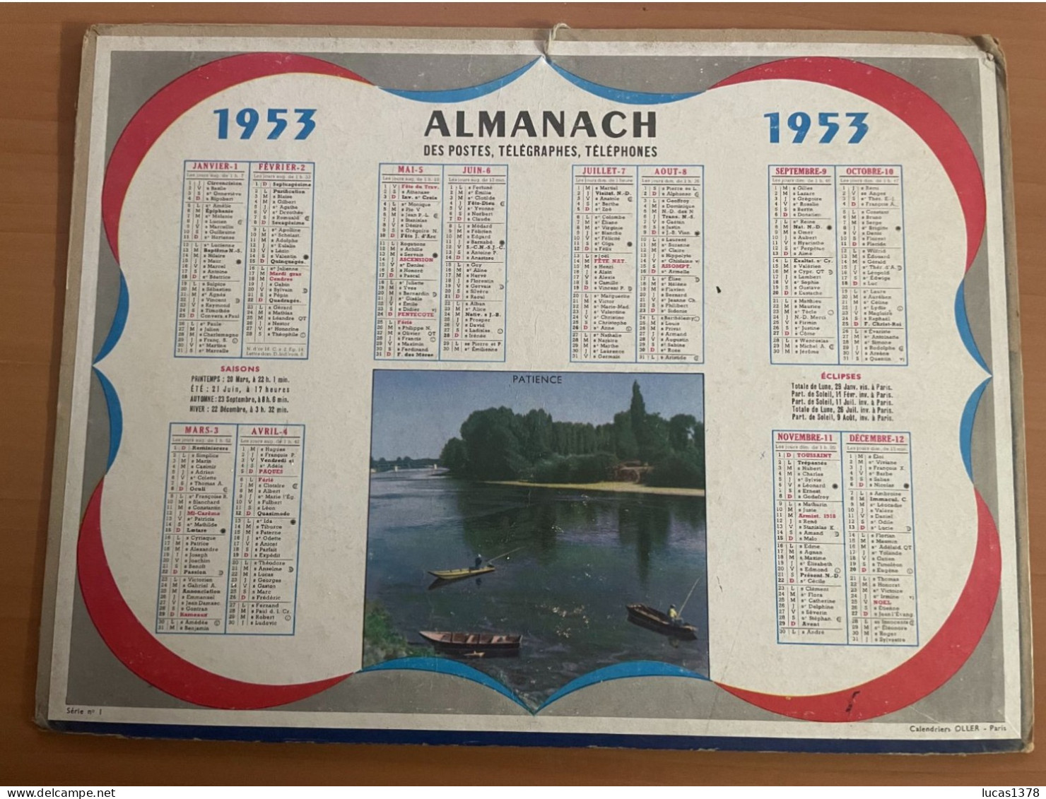 CALENDRIER ALMANACH DES POSTES  1953 / PECHEURS - Grand Format : 1941-60