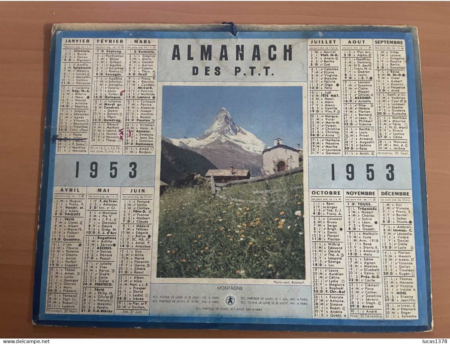 CALENDRIER ALMANACH DES POSTES  1953 / MONTAGNE - Formato Grande : 1941-60