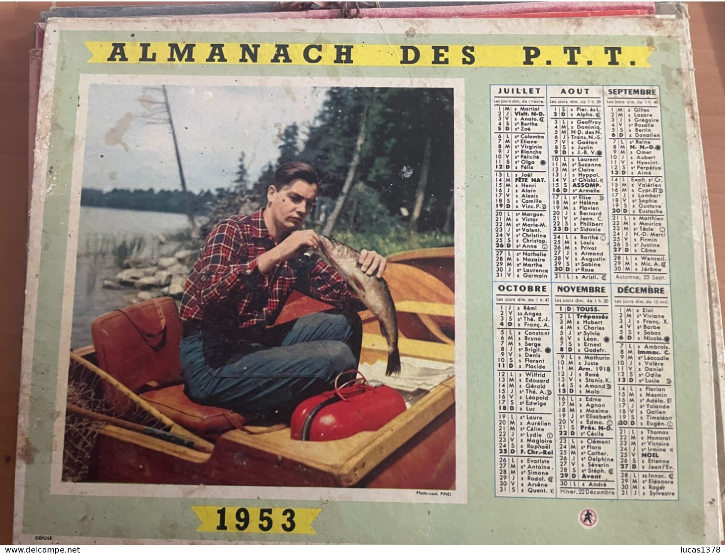 CALENDRIER ALMANACH DES POSTES  1953 / PECHE ET CHASSE - Grossformat : 1941-60