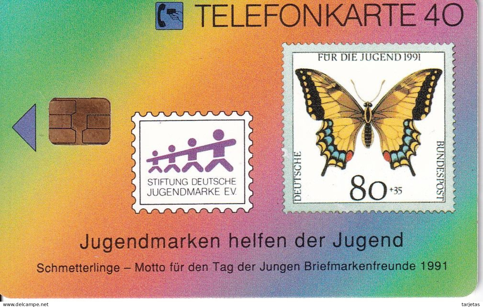 TARJETA DE ALEMANIA DE UNA MARIPOSA DE TIRADA 7000 (BUTTERFLY) SELLO-STAMP - Papillons