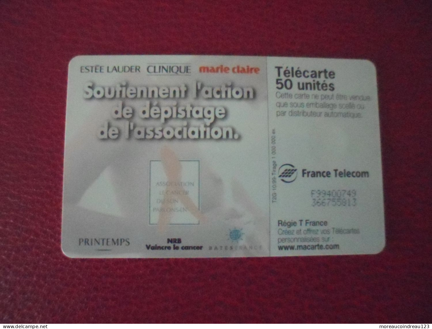Télécarte Association Le Cancer Du Sein 50 Unités - Stagioni