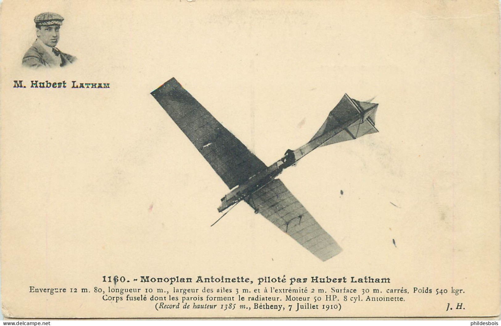 MONOPLAN Antoinette Piloté Par Hubert LATHAM - 1914-1918: 1st War