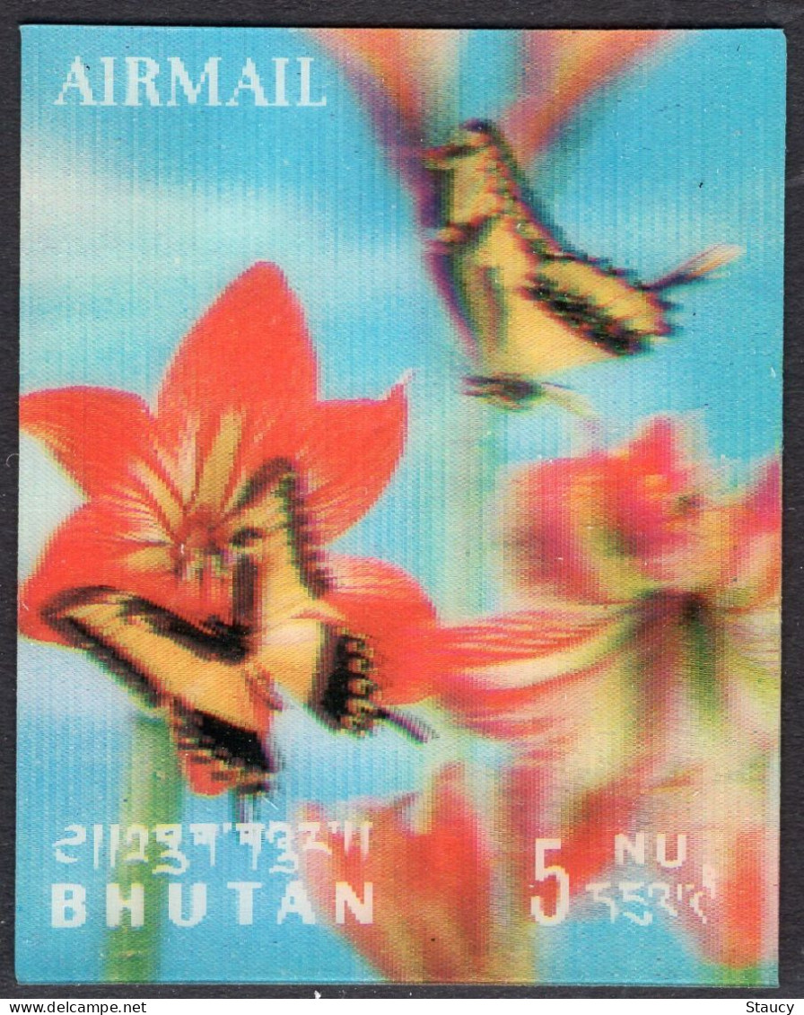 BHUTAN 1968 Butterflies Plastic - 3d  Odd / Unique Stamp Imperf MNH, As Per Scan - Oddities On Stamps