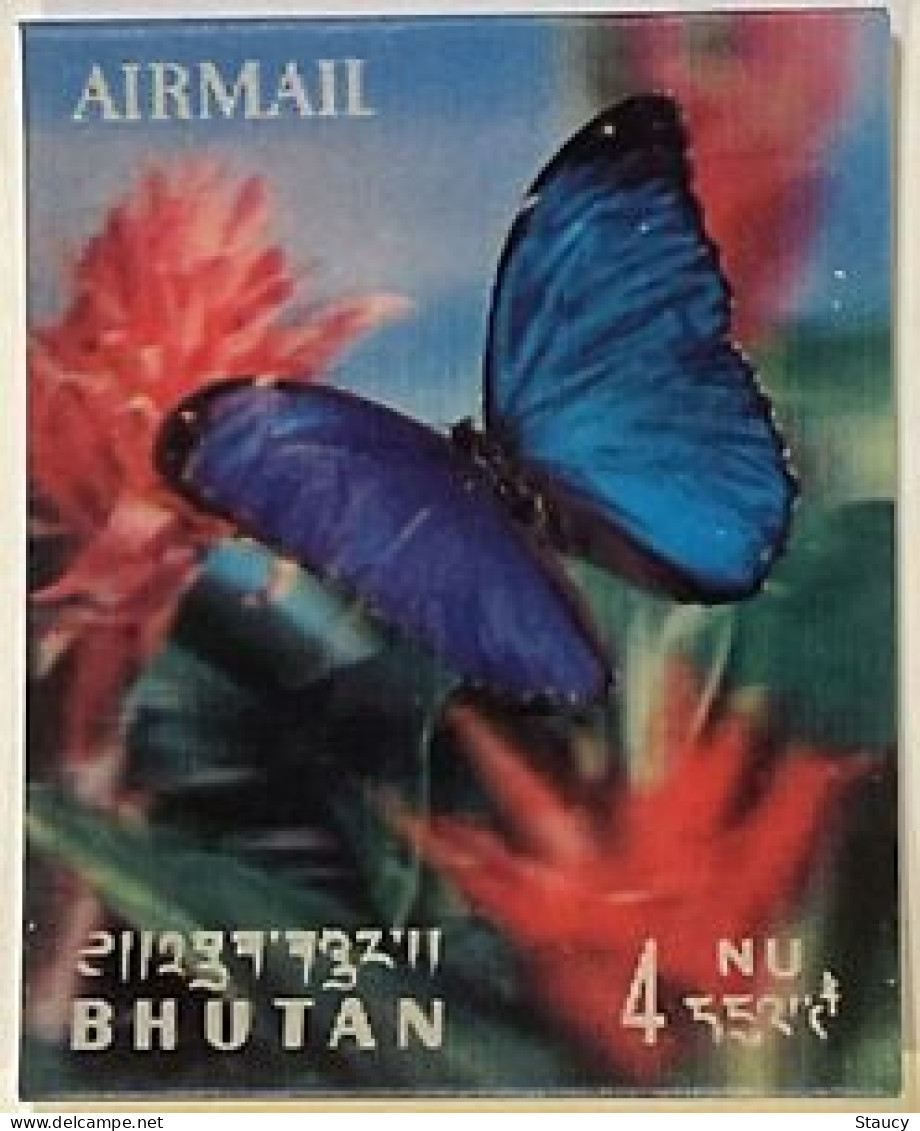 BHUTAN 1968 Butterflies Plastic - 3d  Odd / Unique Stamp Imperf MNH, As Per Scan - Oddities On Stamps