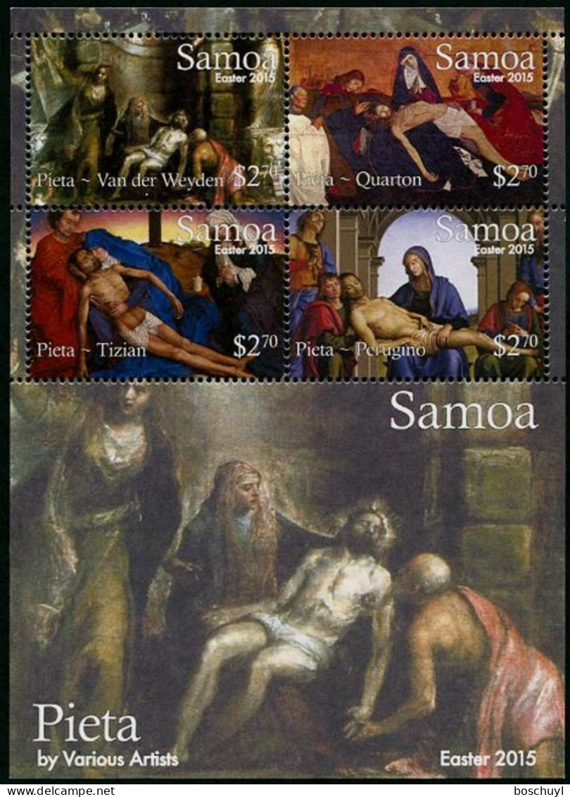 Samoa, 2015, Easter, Paintings, Pieta, MNH, Michel Block 96 - Samoa