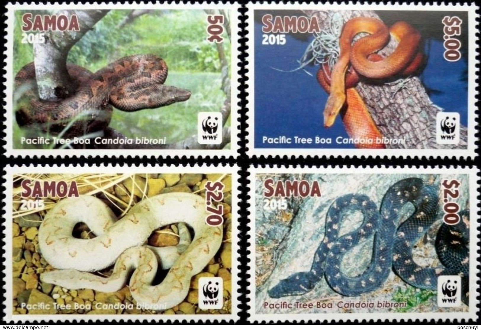 Samoa, 2015, WWF, Snakes, Boa, World Wildlife Fund, Animals, MNH, Michel 1218-1221 - Samoa