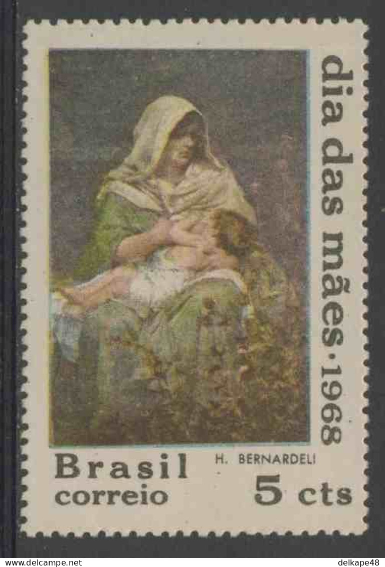 Brazil Brasil 1968 Mi 1172 YT 854 Sc 1083 SG 1214 ** “Maternity” Maria + Jesus Painting By H. Bernardeli - Quadri