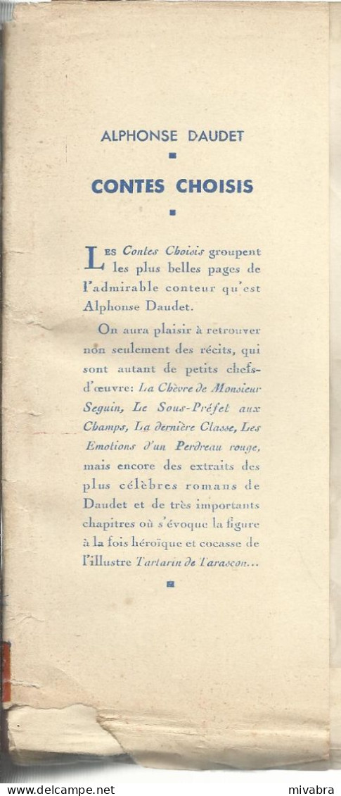 CONTES CHOISIS - ALPHONSE DAUDET - BIBLIOTHÈQUE DE LA JEUNESSE - HACHETTE 1948 - Bibliothèque De La Jeunesse