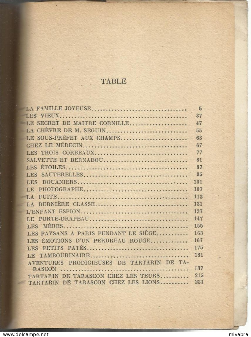 CONTES CHOISIS - ALPHONSE DAUDET - BIBLIOTHÈQUE DE LA JEUNESSE - HACHETTE 1948