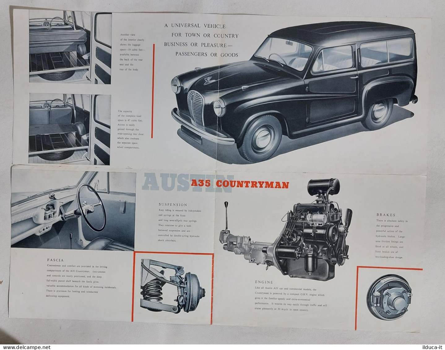 I113198 Depliant Auto - Austin A35 Countryman - 1952 - Voitures