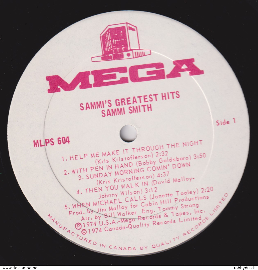 * LP *  SAMMI SMITH - SAMMI'S GREATEST HITS (Canada 1974 EX-) - Country Et Folk