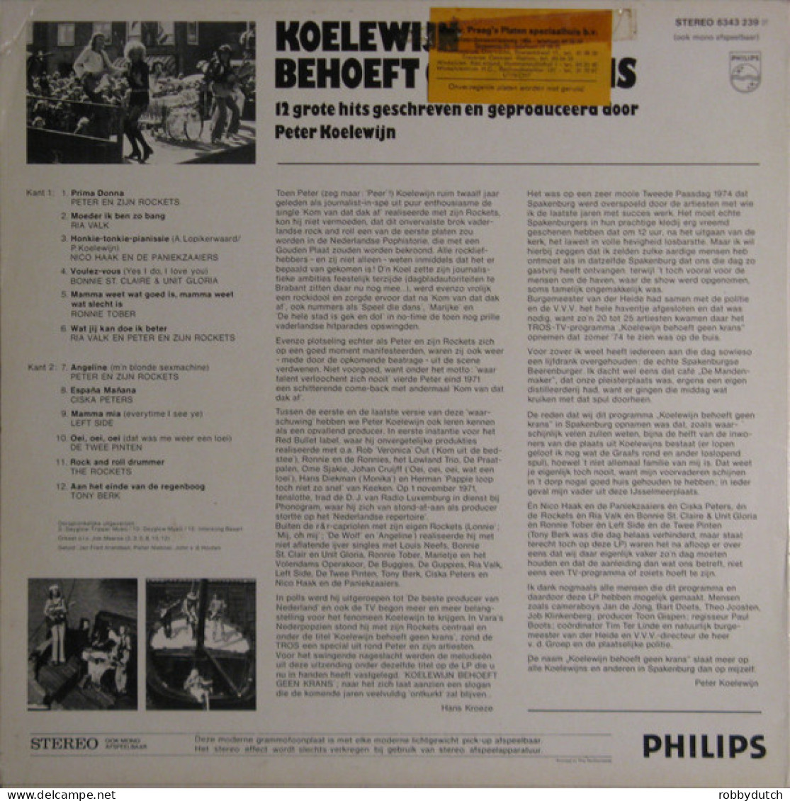 * LP * KOELEWIJN BEHOEFT GEEN KRANS (12 Grote Hits Geschreven En Geproduceerd Door Peter Koelewijn) - Compilations