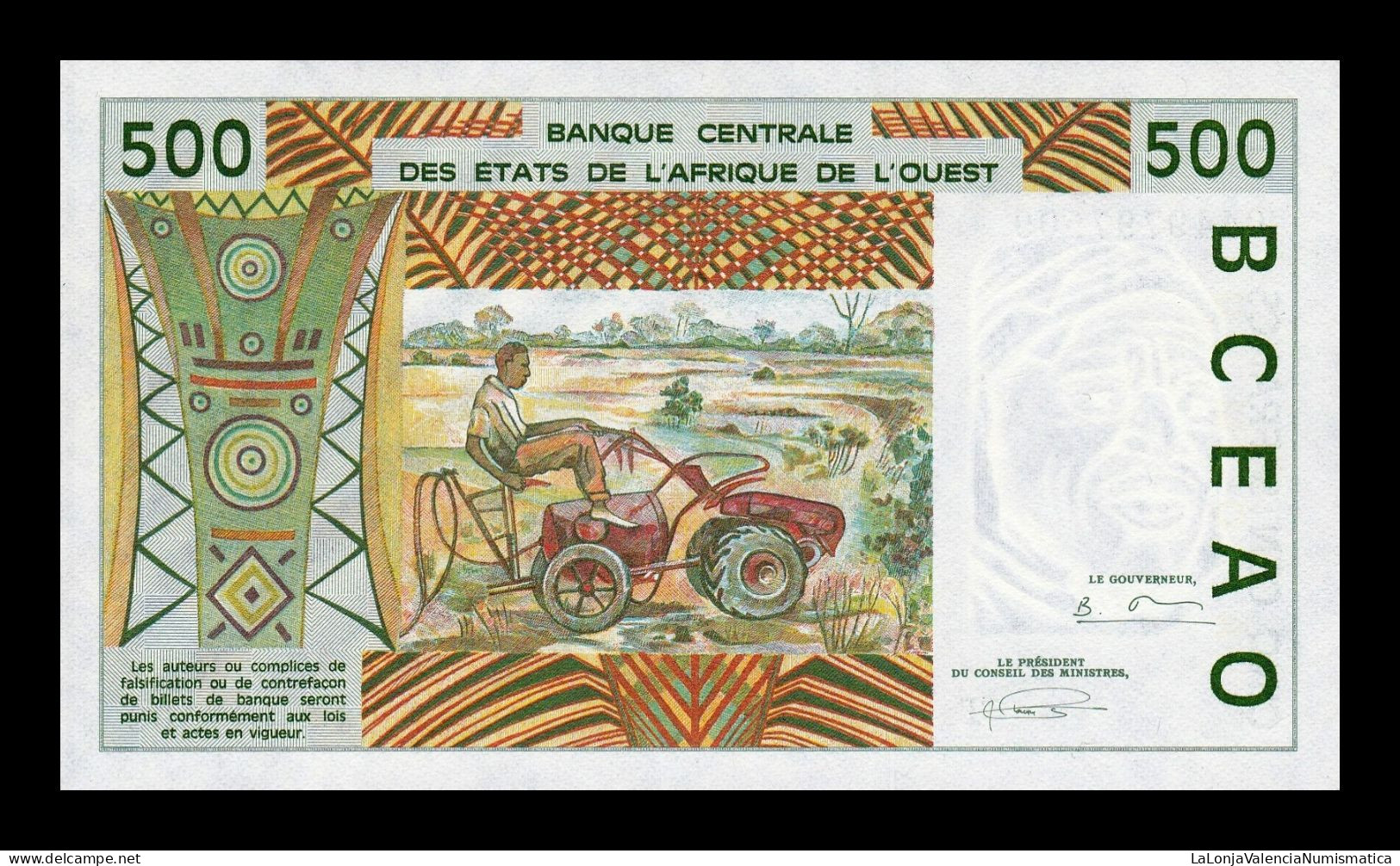 West African St. Togo 500 Francs BCEAO 1994 Pick 810Td Sc Unc - Togo