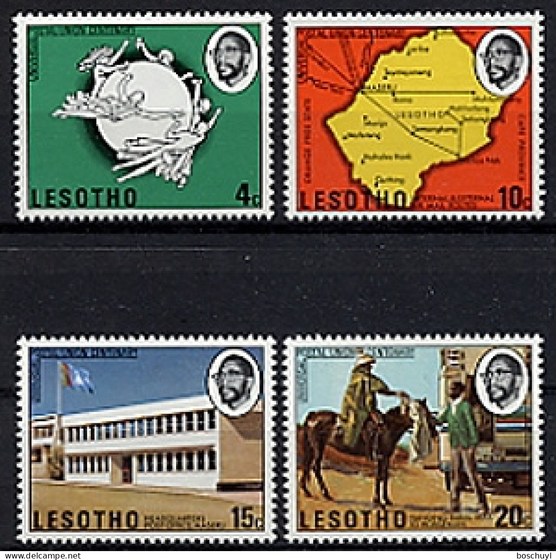 Lesotho, 1974, UPU Centenary, Universal Postal Union, United Nations, MNH, Michel 166-169 - Lesotho (1966-...)