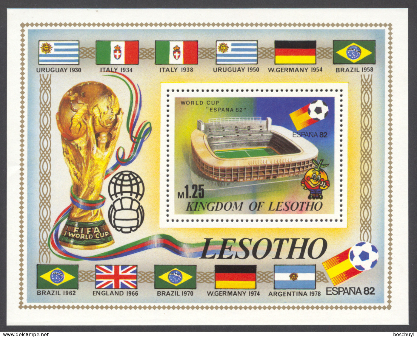 Lesotho, 1982, Soccer World Cup Spain, Football, Sports, MNH, Michel Block 14 - Lesotho (1966-...)