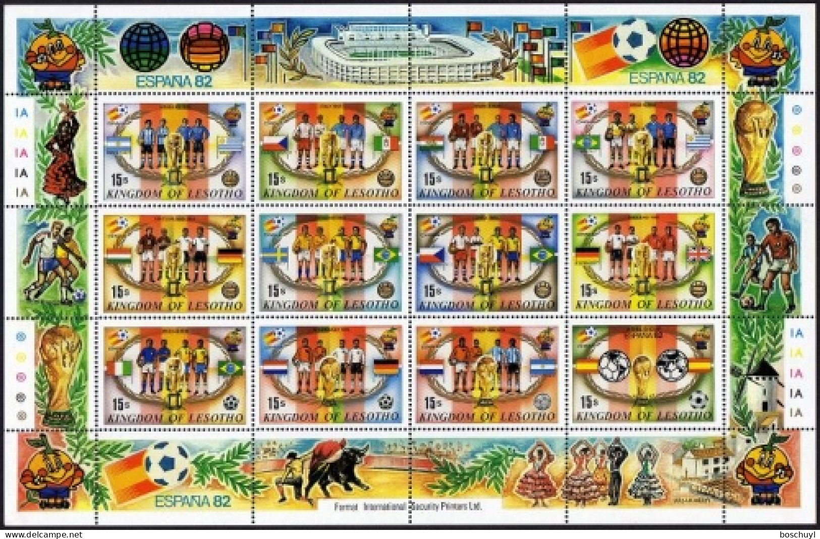 Lesotho, 1982, Soccer World Cup Spain, Football, Sports, MNH Sheetlet, Michel 373-384 - Lesotho (1966-...)