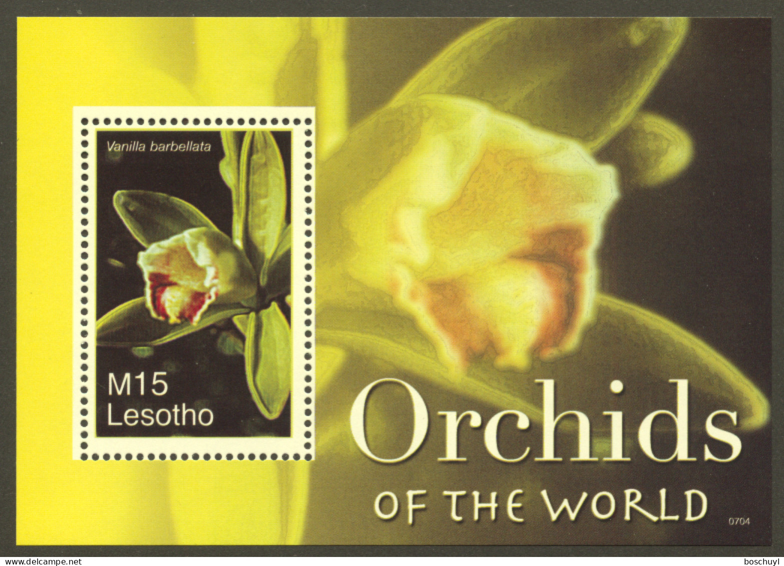 Lesotho, 2007, Orchids, Flowers, Flora, MNH, Michel Block 215 - Lesotho (1966-...)