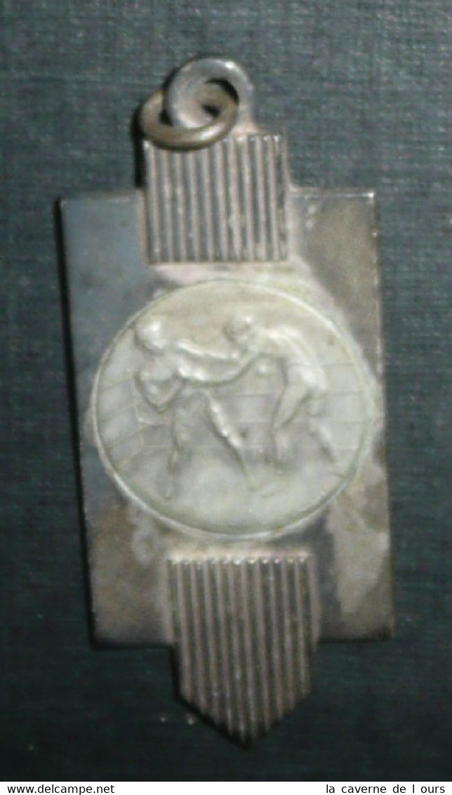 Rare Ancienne Médaille En Métal Argenté Art Déco Boxe 4 - Autres & Non Classés