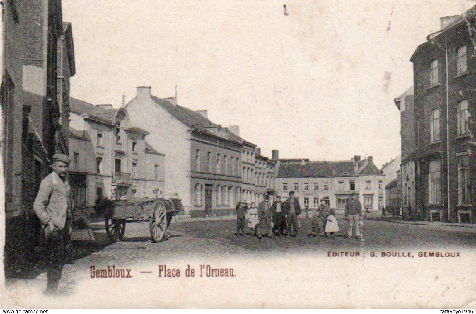 Gembloux  Place De L'Orneau  Bien Animée Charette  Voyagé En 1903 - Gembloux