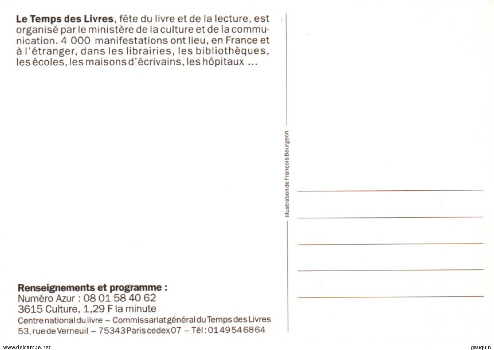 CPM - BIBLIOTHÈQUE - Illustration François BOURGEON "Le Temps Des Livres" - Edition Pub - Libraries