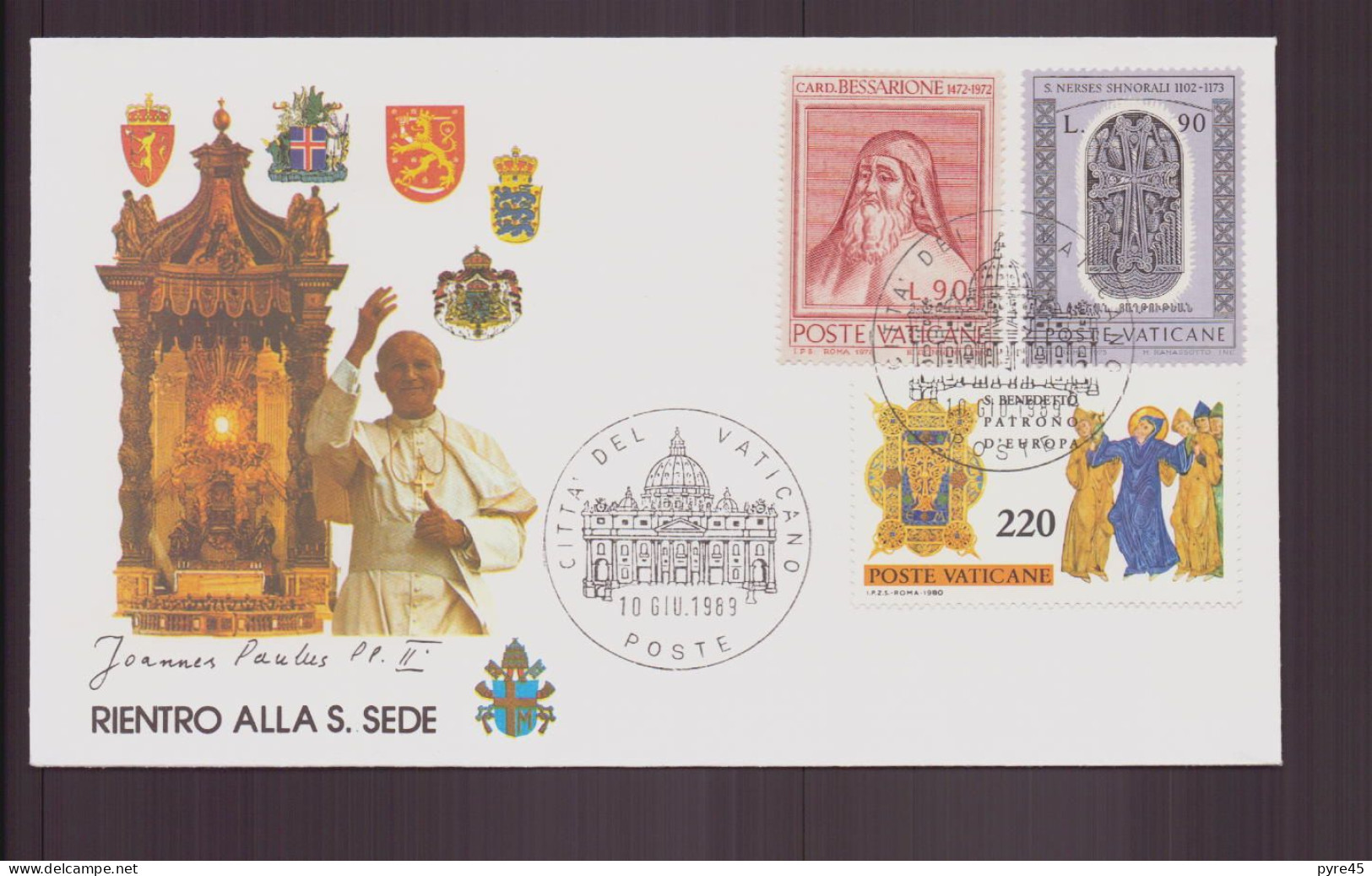 Vatican, Enveloppe Avec Cachet " Retour Du Pape Jean-Paul II Au Saint Siège " Du 10 Juillet 1989 - Máquinas Franqueo (EMA)