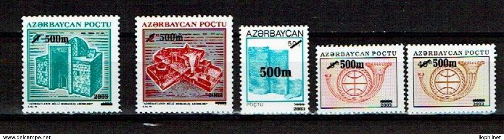 AZERBAIDJAN AZERBAIJAN 2003, Série Courante, SURCHARGES / OVPT, 5 Valeurs,  Neufs / Mint. R1994 - Azerbaïdjan