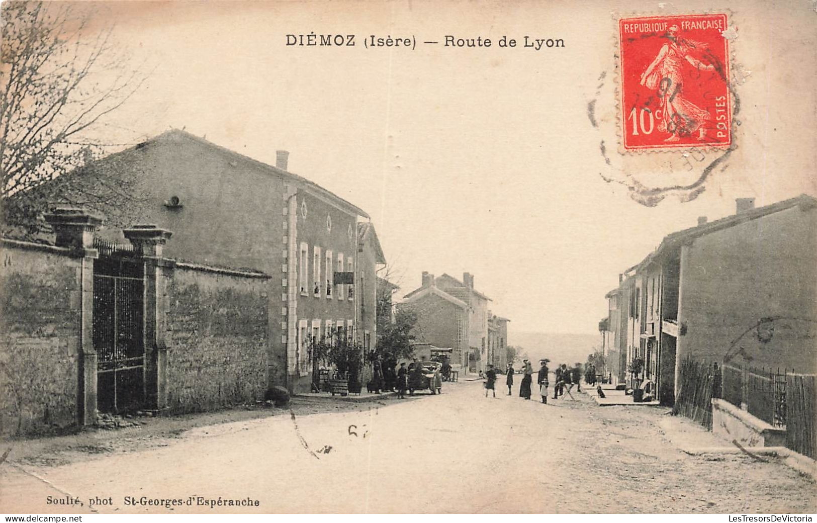 France - Diémoz - Route De Lyon - Phot. Soulié - Oblitération Ambulante - Carte Postale Ancienne - Vienne