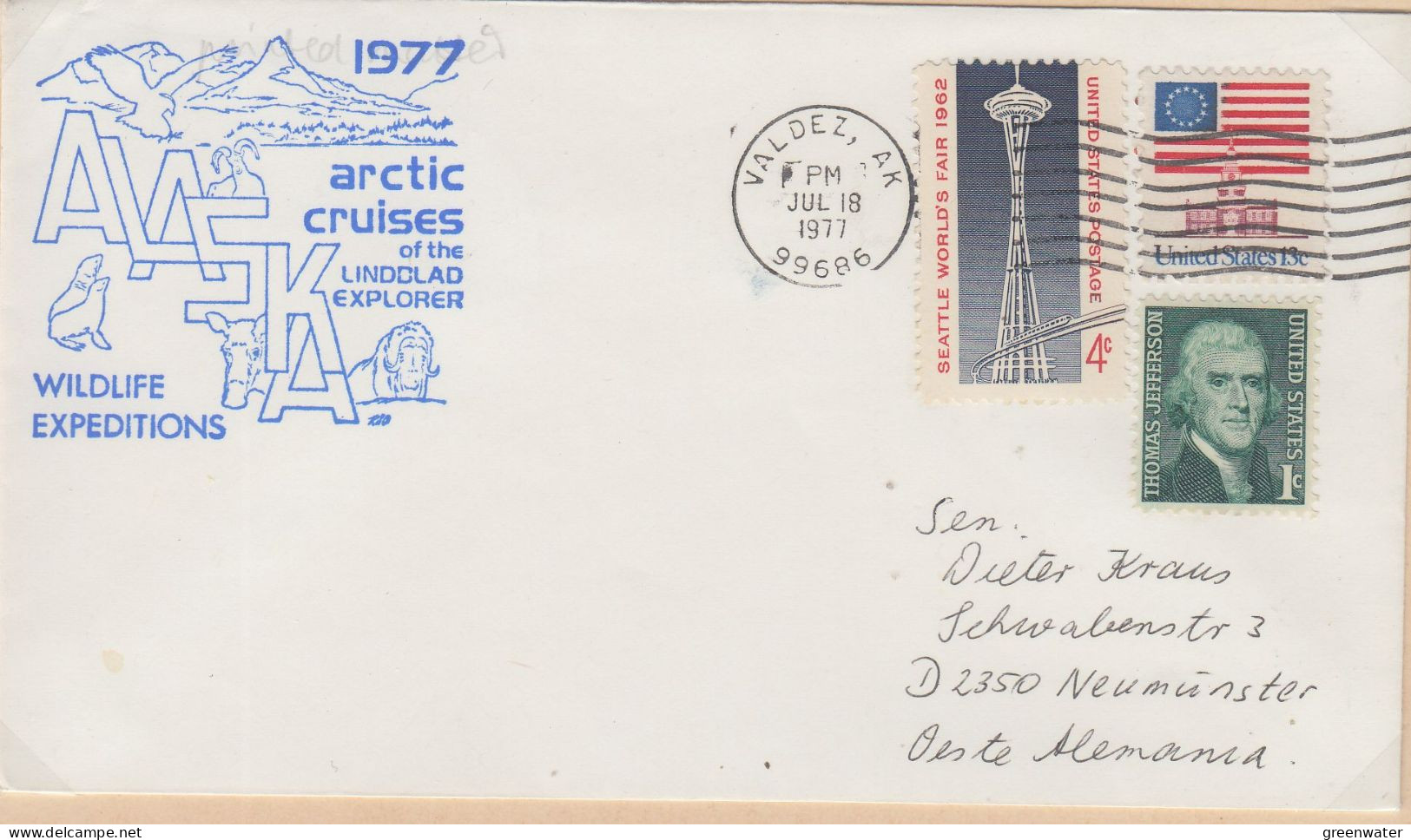 USA Alaska Arctic Cruises Lindblad Explorer Cover Ca Valdez  18 JUL 1977 (WW167B) - Arctic Expeditions