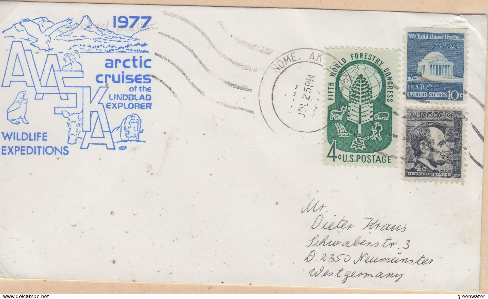 USA Alaska Arctic Cruises Lindblad Explorer Cover Ca Nome  JUL 25 1977 (WW167C) - Arctic Expeditions