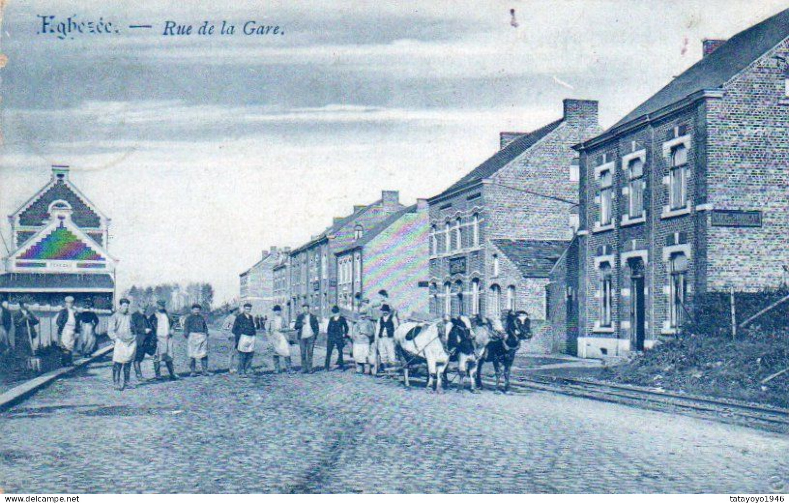 Eghezée  Rue De La Gare Super Animée Carte Bleue Voyagé En 1934 - Eghezée