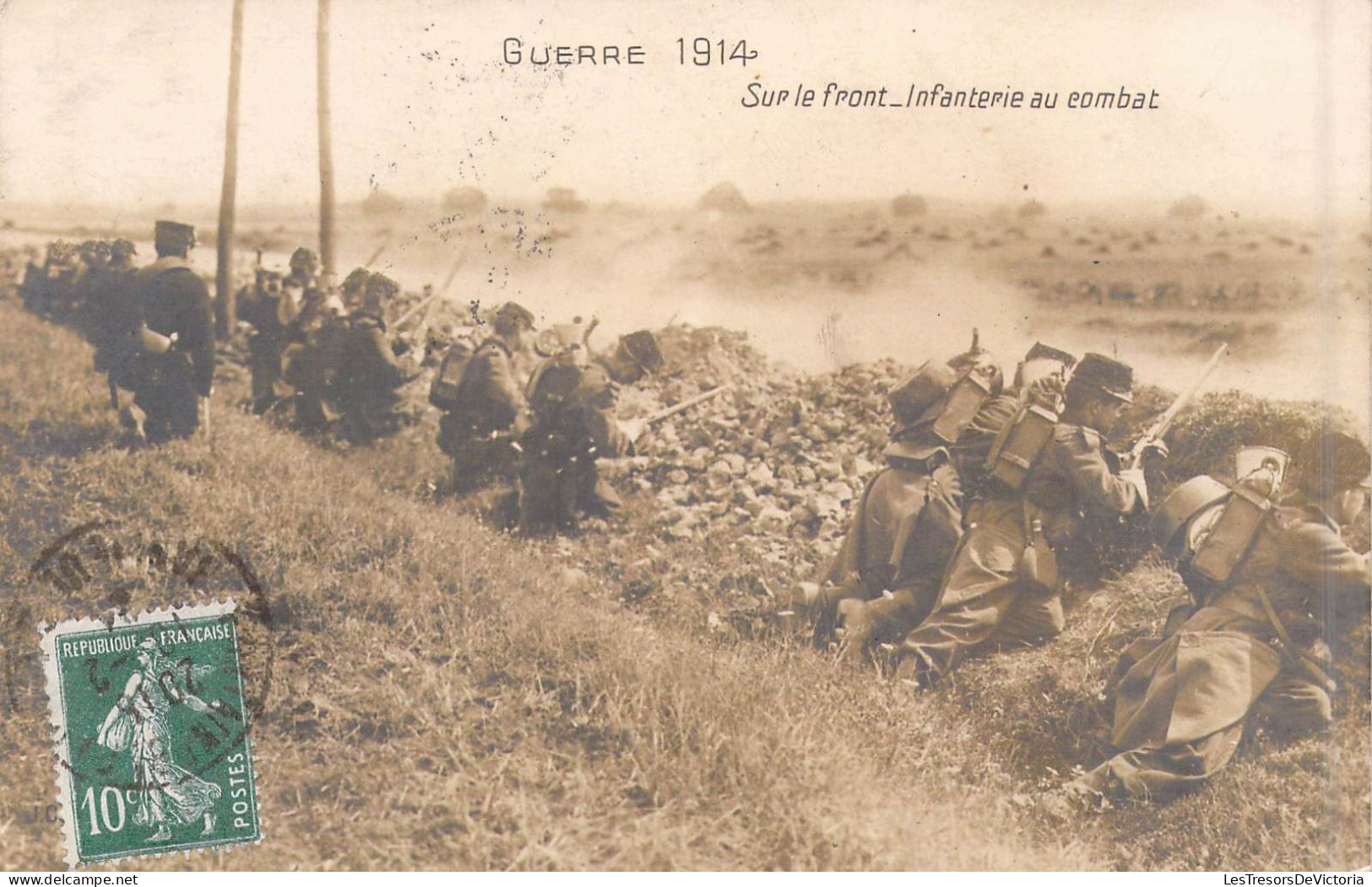 Militaria - Guerre 1914 - Sur Le Front - Infanterie Au Combat - Carte Postale Ancienne - Guerre 1914-18