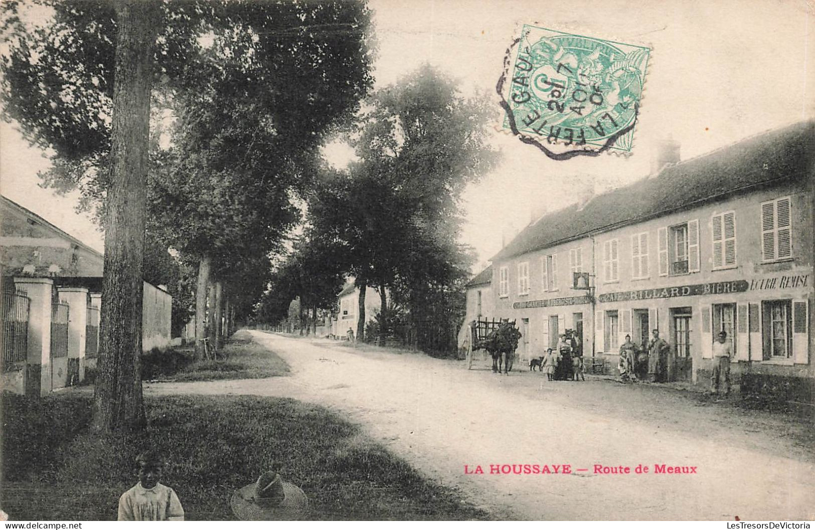 France - La Houssaye  Route De Méaux - Animé - Café - Billard - Carte Postale Ancienne - Bernay