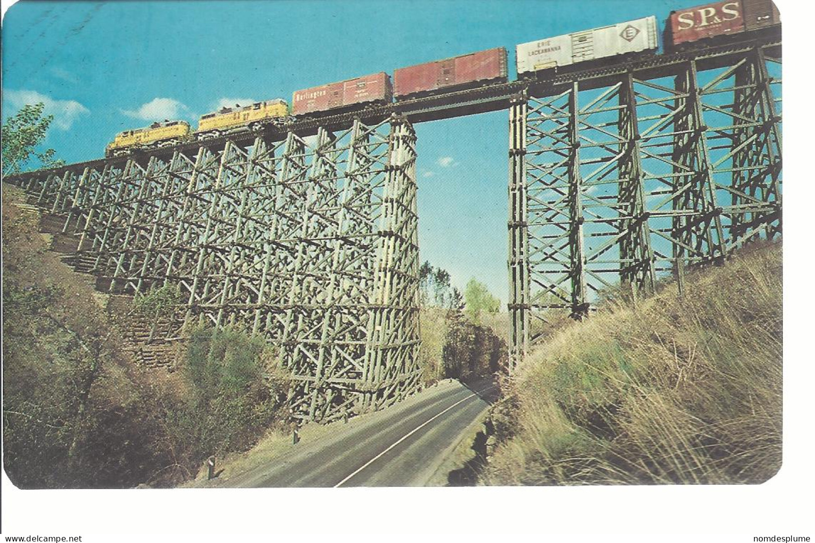 18581) USA ID Camas Prairie Railroad Locomotive  Railway Timber Trestle See Others - Sonstige & Ohne Zuordnung