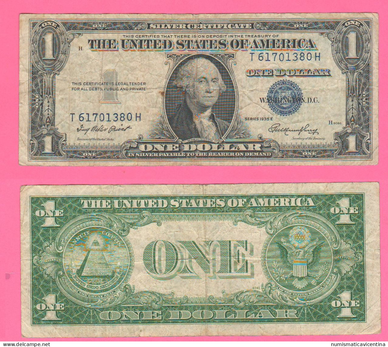 America One Dollar 1935 E Blue Seal Usa 1 $ 1935 Washington - Silver Certificates (1928-1957)