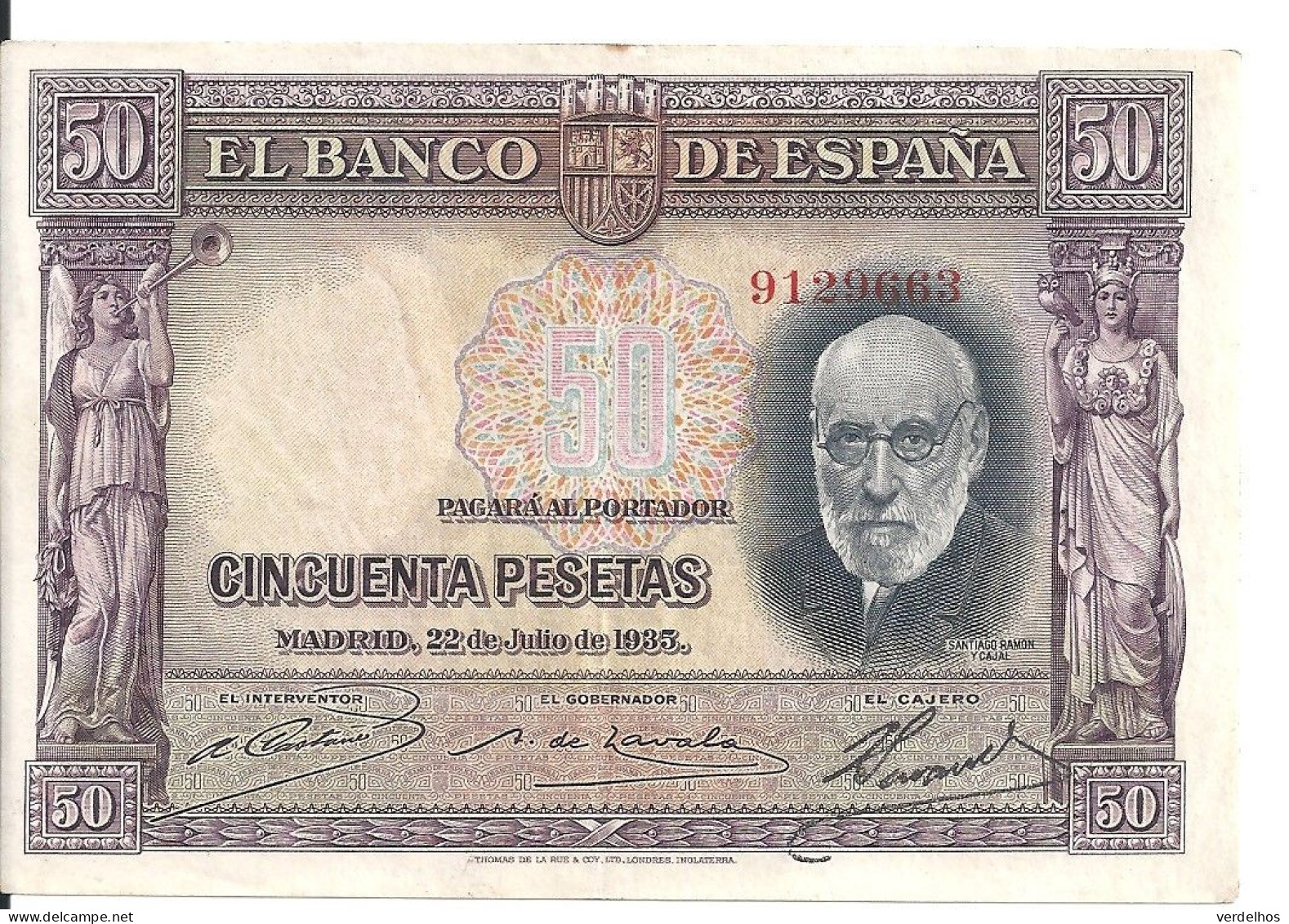 ESPAGNE 50 PESETAS 1935 VF+ P 88 - 50 Peseten