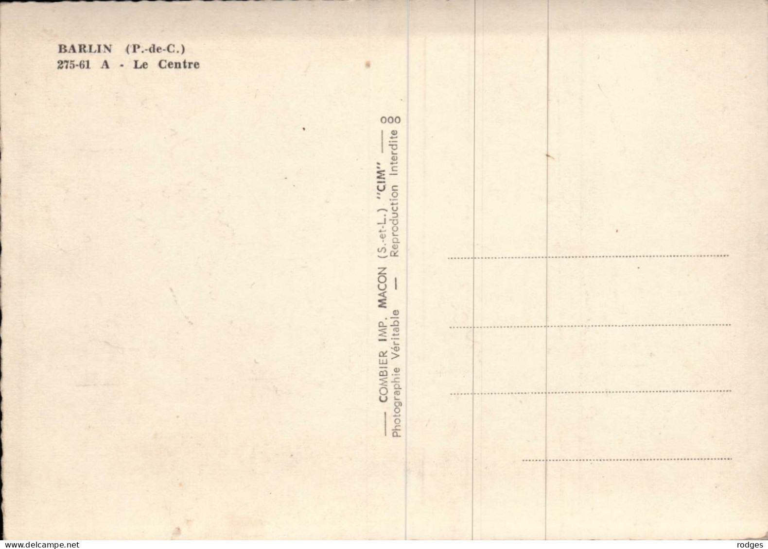 62 , Cpm  BARLIN , 275-61 A , Le Centre  (33295.M) - Barlin