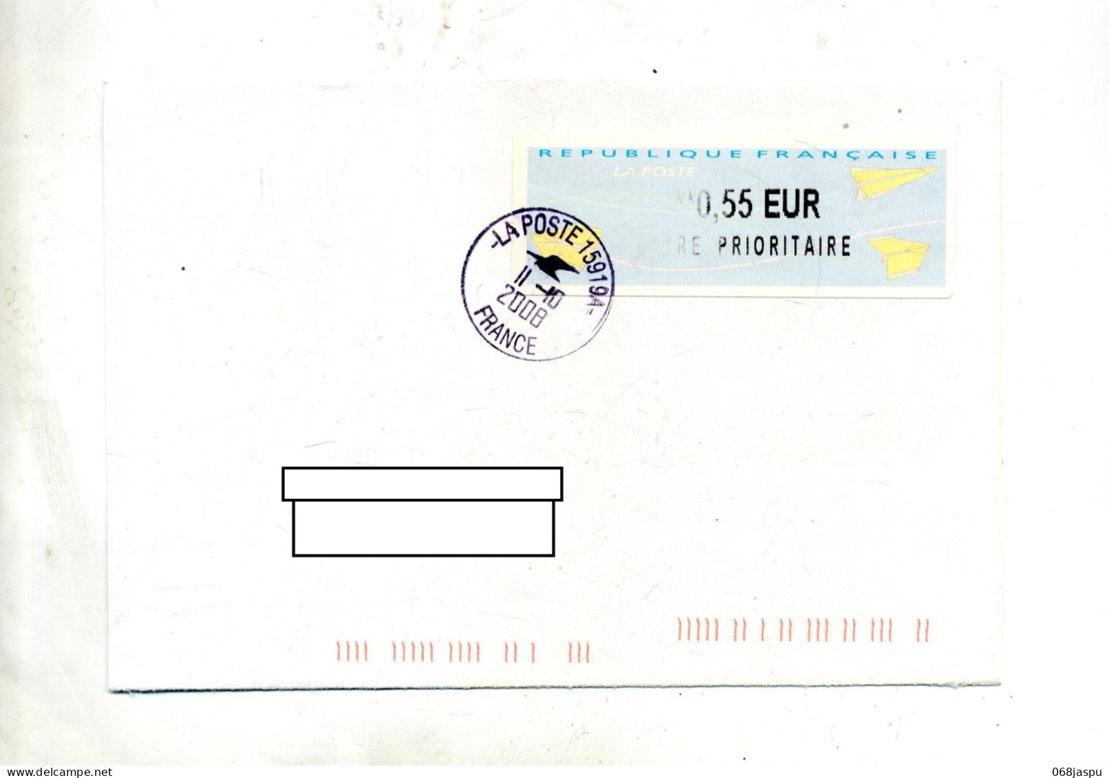 Lettre  Cachet Poste France Sur Vignette  Curiosite Logo  Sens Inverse - 2000 Type « Avions En Papier »