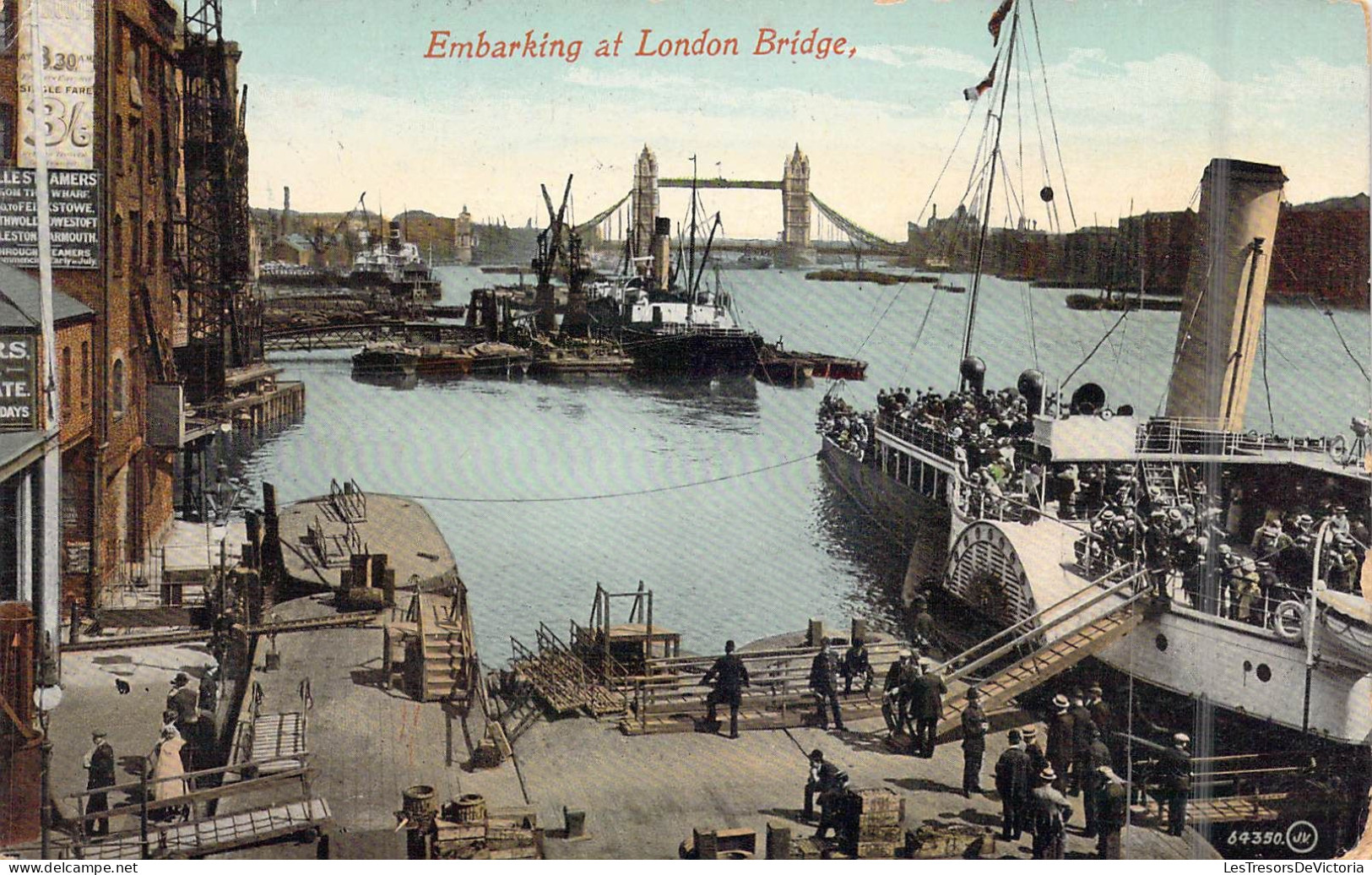 ROYAUME-UNIS - Embarking At London Bridge - Carte Postale Ancienne - Autres & Non Classés