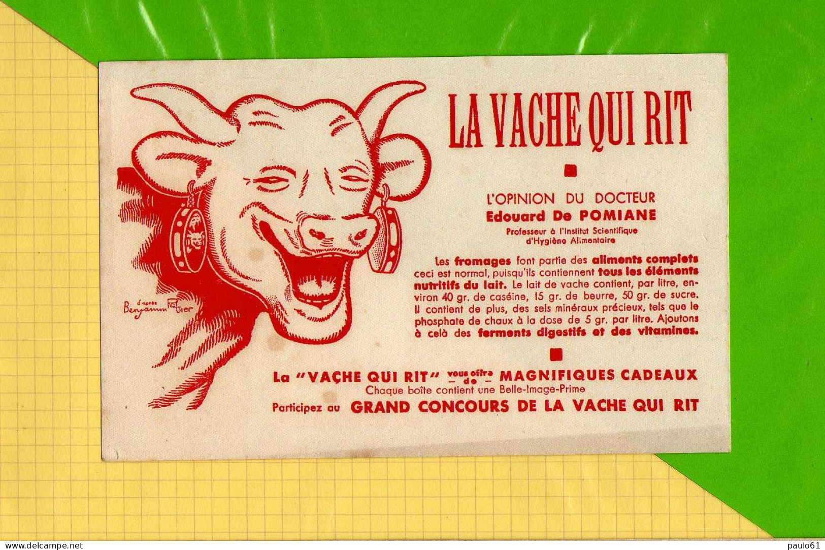 BUVARD & Blotting Paper : La Vache Qui Rit D'apres Benjamin Rabier - Leche
