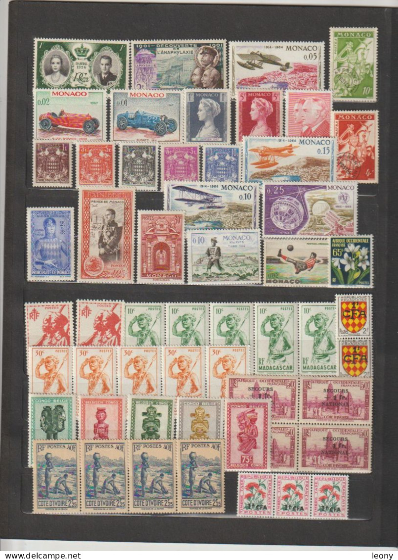 TIMBRES  De DIVERS  PAYS - NEUFS**  - CONGO BELGE - COTE IVOIRE -MONACO - MADAGASCAR - .... - Vrac (max 999 Timbres)