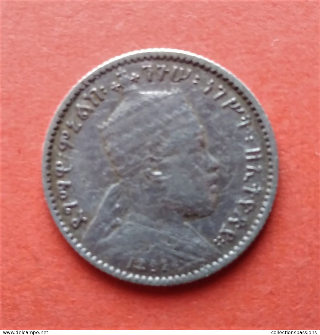 - ETHIOPIE - 1 Gersh - Menelik II - Argent - - Aethiopien