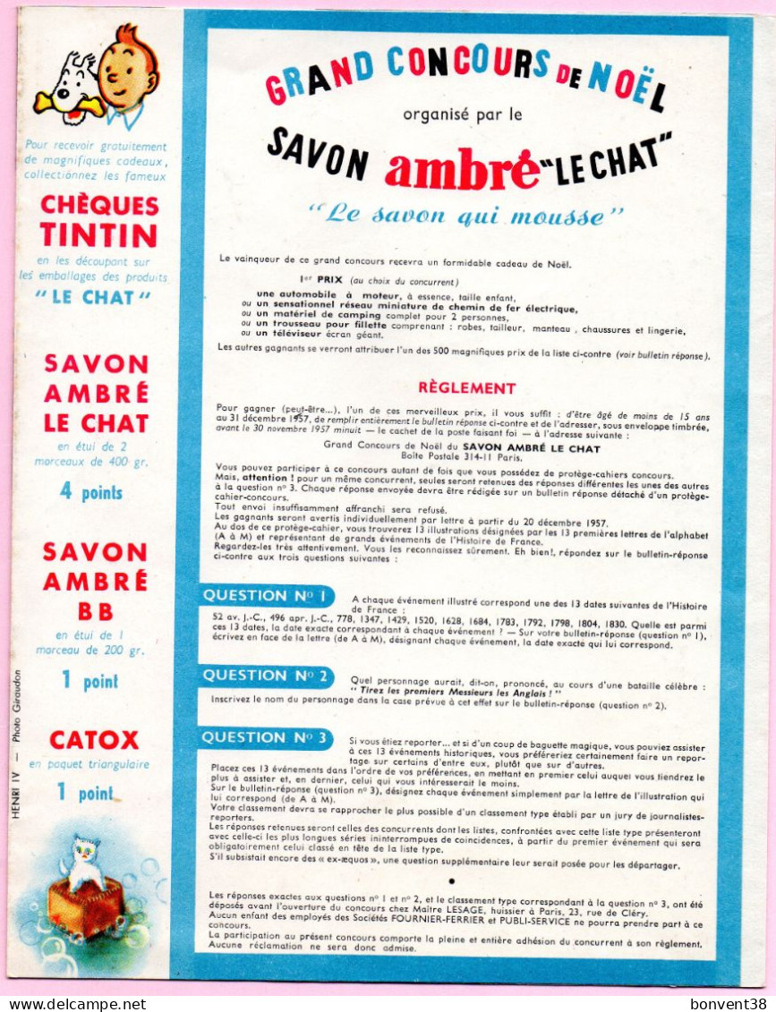 J3103 - SAVON AMBRÉ "Le CHAT" - Grand Concours De NOËL - Protège Cahiers - S